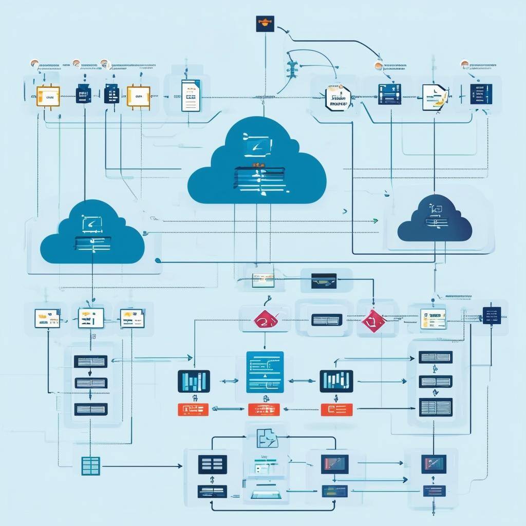 A diagram with no words showing a microservices architecture or cloud infrastructure