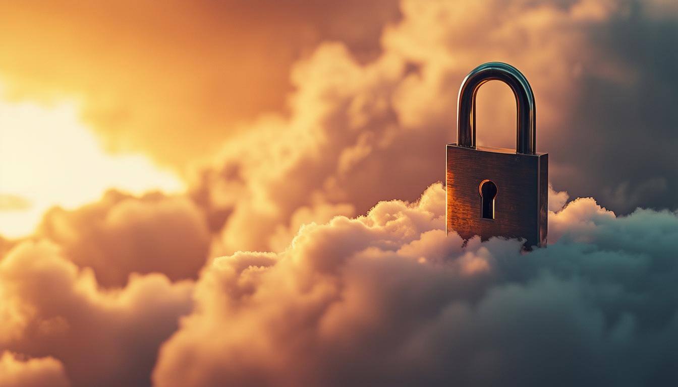 A padlock overlaid on a cloud