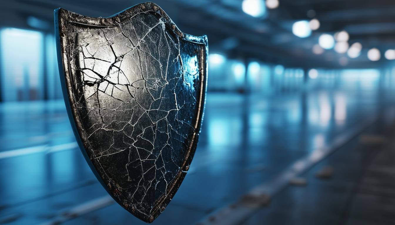 A security shield with cracks