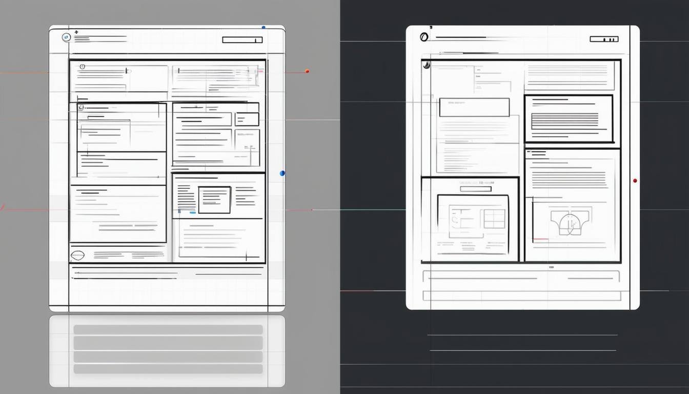 A sidebyside comparison of wireframes and a highfidelity design