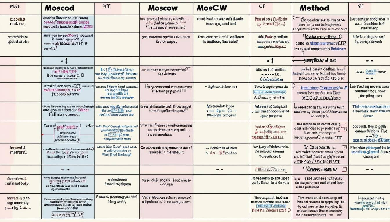 A table or grid illustrating the MoSCoW method