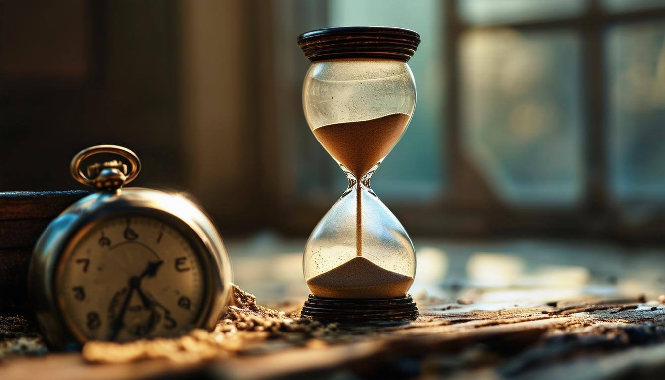 An hourglass or stopwatch representing lost time