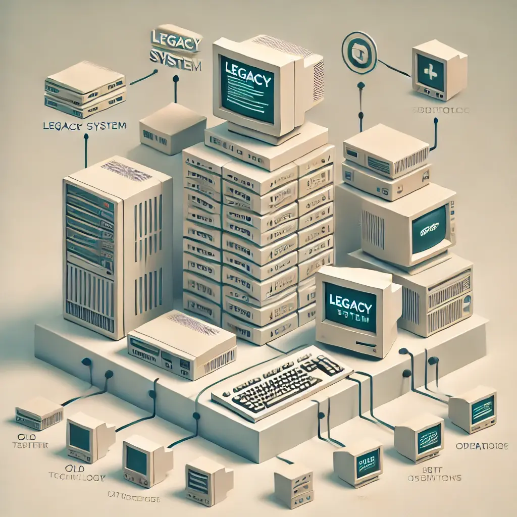 Image of old computers stacked on top of each other.